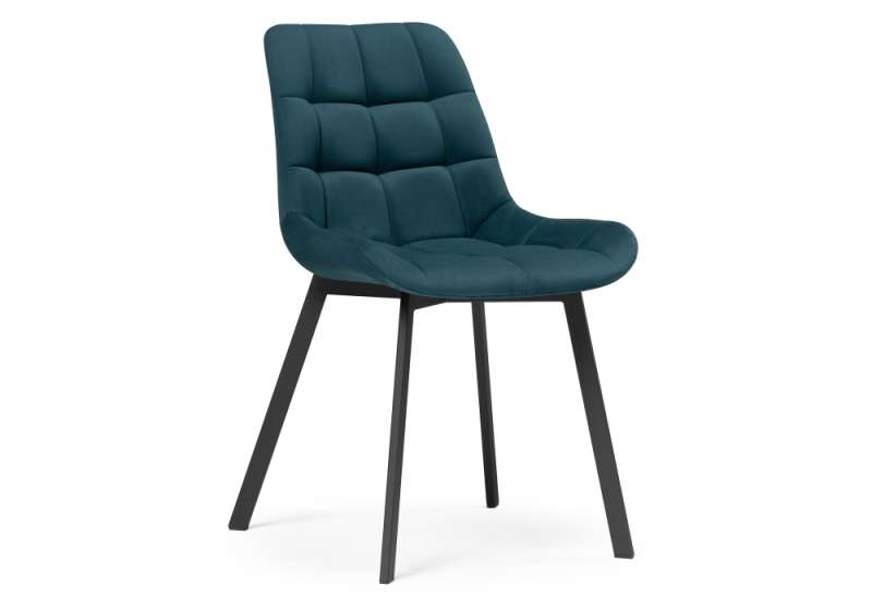 Стул на металлокаркасе Челси морская волна / черный (50x60x80). 