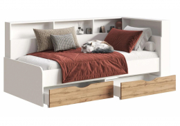 Кровать Амер 190х80 белый / дуб вотан (100x)