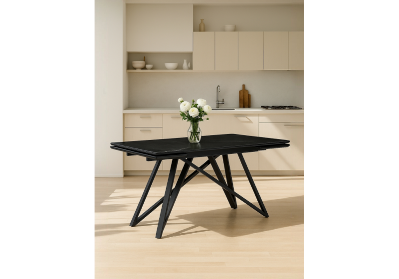 Керамический стол Вилсон 140(200)х80 черный мрамор shakespeare black / черный (80x75)